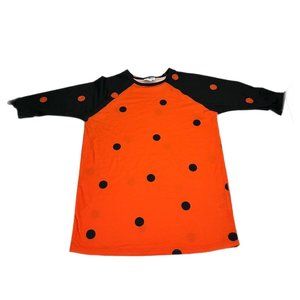 Lularoe Kids Top Size 12 Sloan Unisex Orange Black Polka Dot Halloween EUC